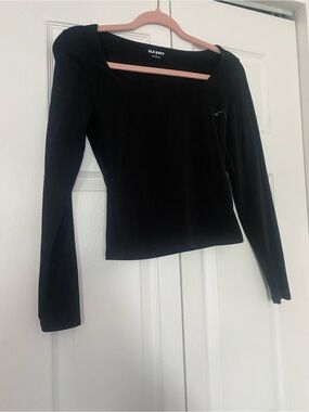 Old Navy Black Square Neck Long-Sleeve Top